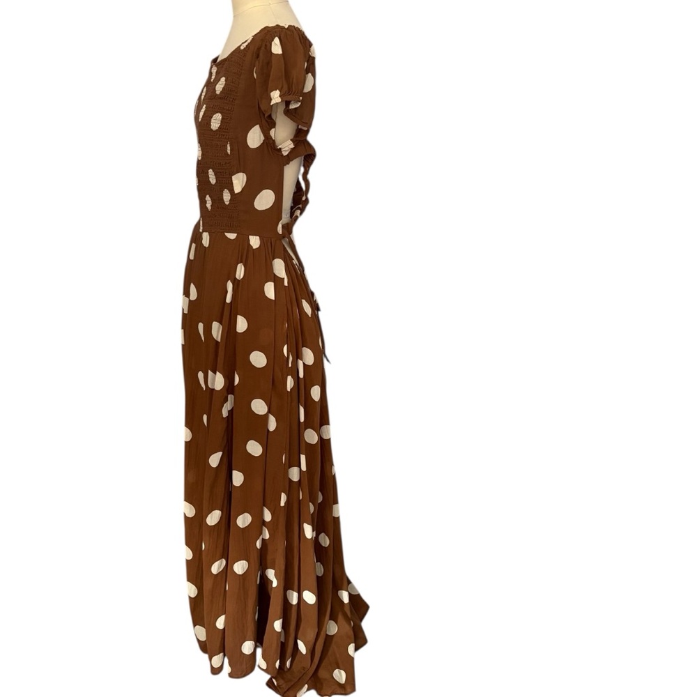 Free People Brown Polka Dot Maxi Dress with White Dots - Picture 4 of 10
